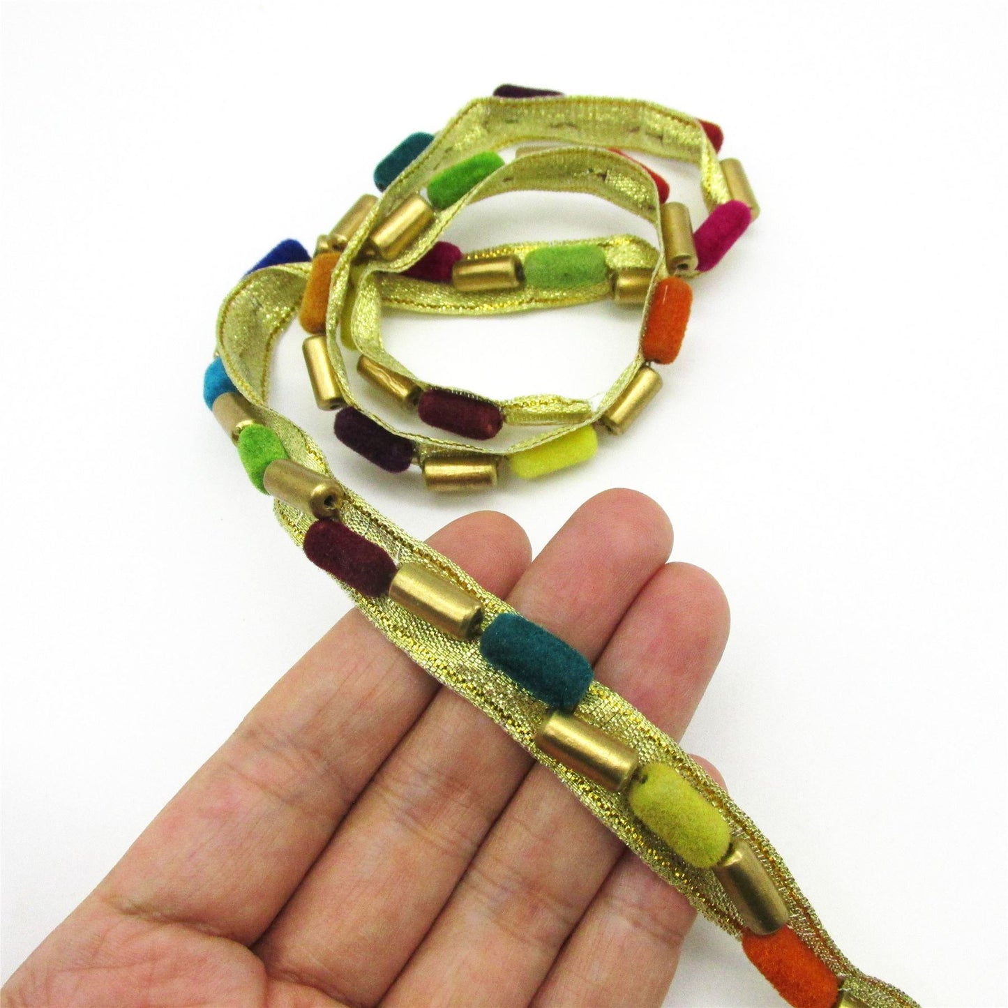 One Line Barrel Pom-Pom Braid Multi 12mm 9720