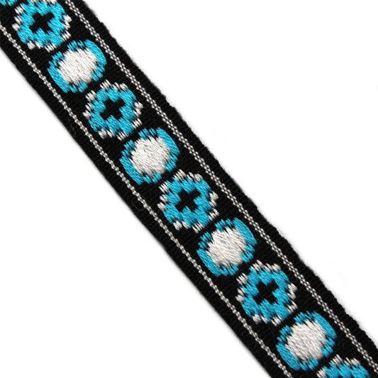 Vintage Geometric Flower Braid Blue 15mm x1m - 2794