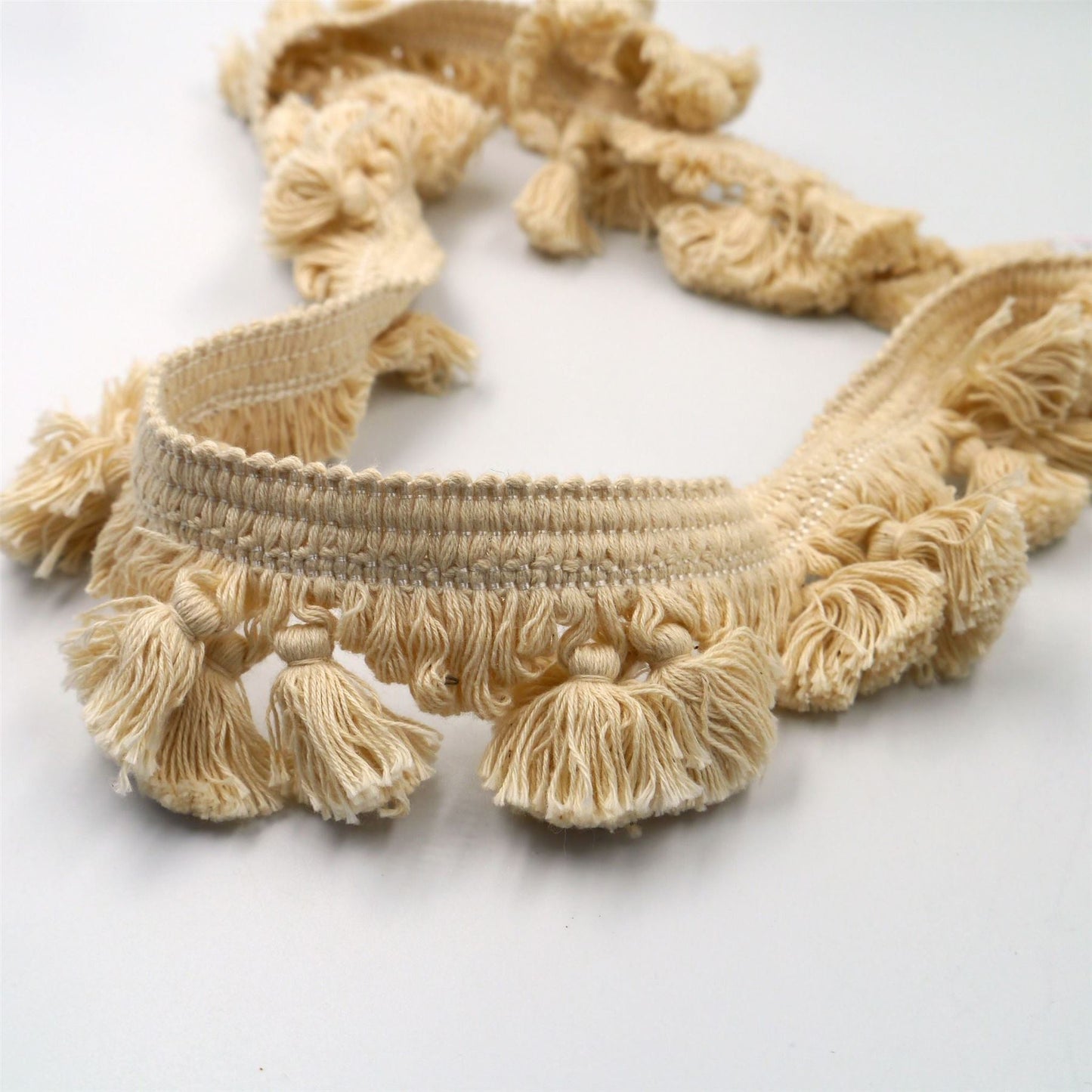 Cotton Tassel Fringe Natural 50mm x1m - 7099