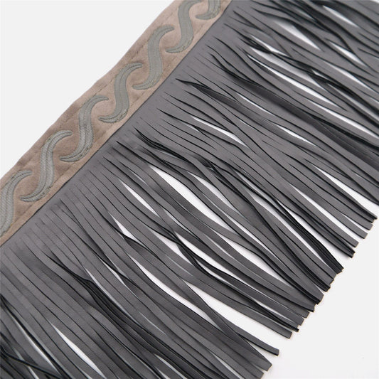 Faux Leather Fringe With Swirl IMPERFECT 14cm 6389