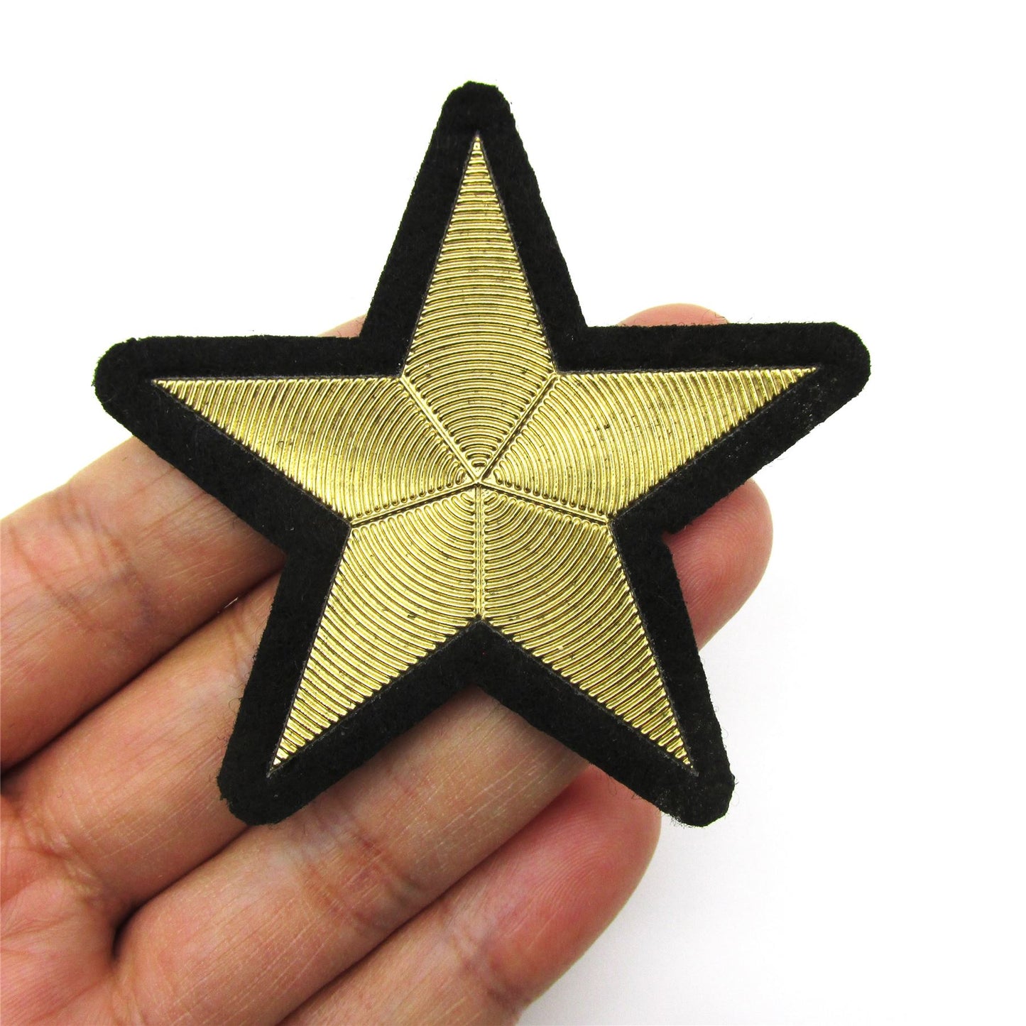 Iron On Star Motif Black Gold 7cm 6907