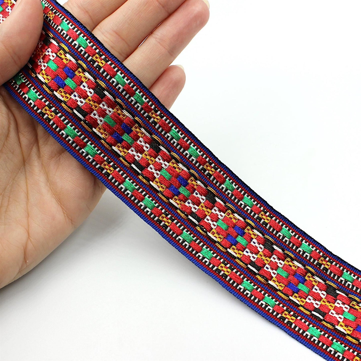 Multi Coloured Ethnic Squares Braid 9860