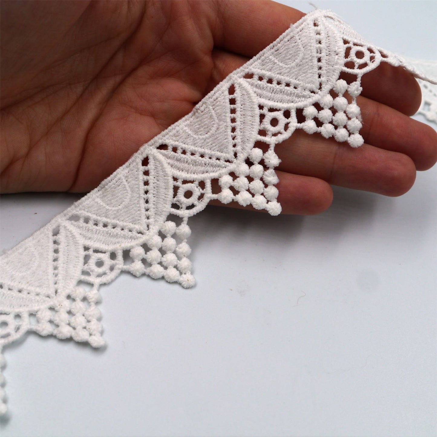 Single Sided Pointed Guipure Lace Off-White 40mm 6531