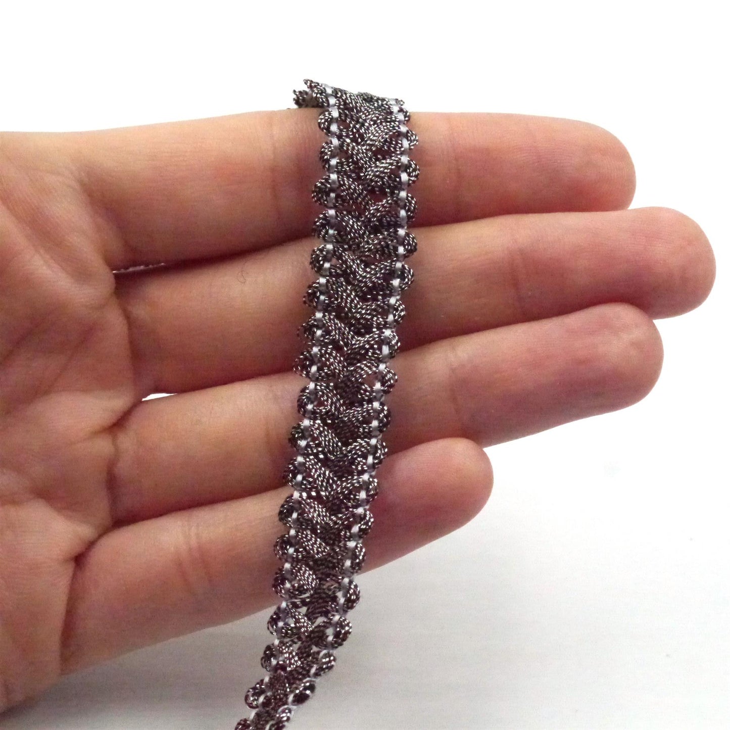 Metallic Braid in Feather Design 12mm x 1m - 7408