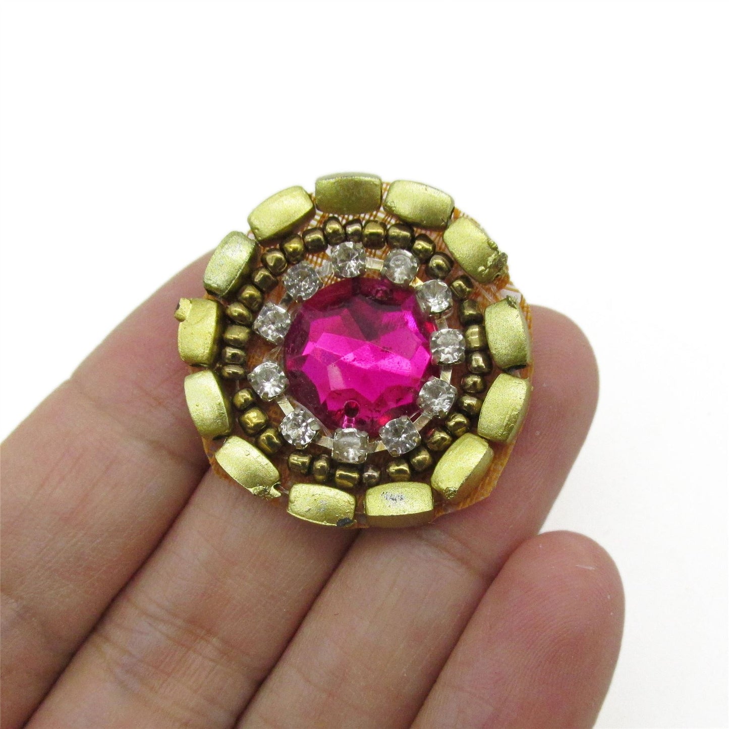 Beaded Round Jewel Motif 3cm - 9946