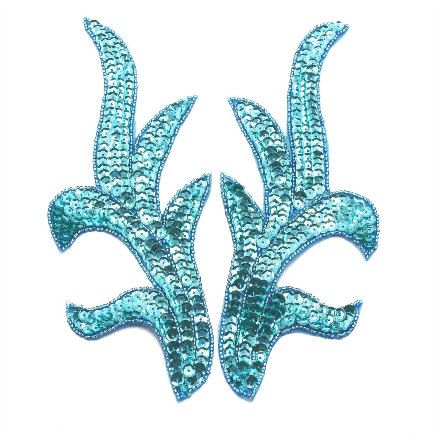 Large Sequin Leaf Applique Motif Pair 22cm 7718