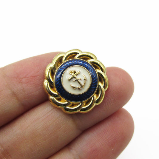 Rope And Anchor Metal Button With Enamel  4450