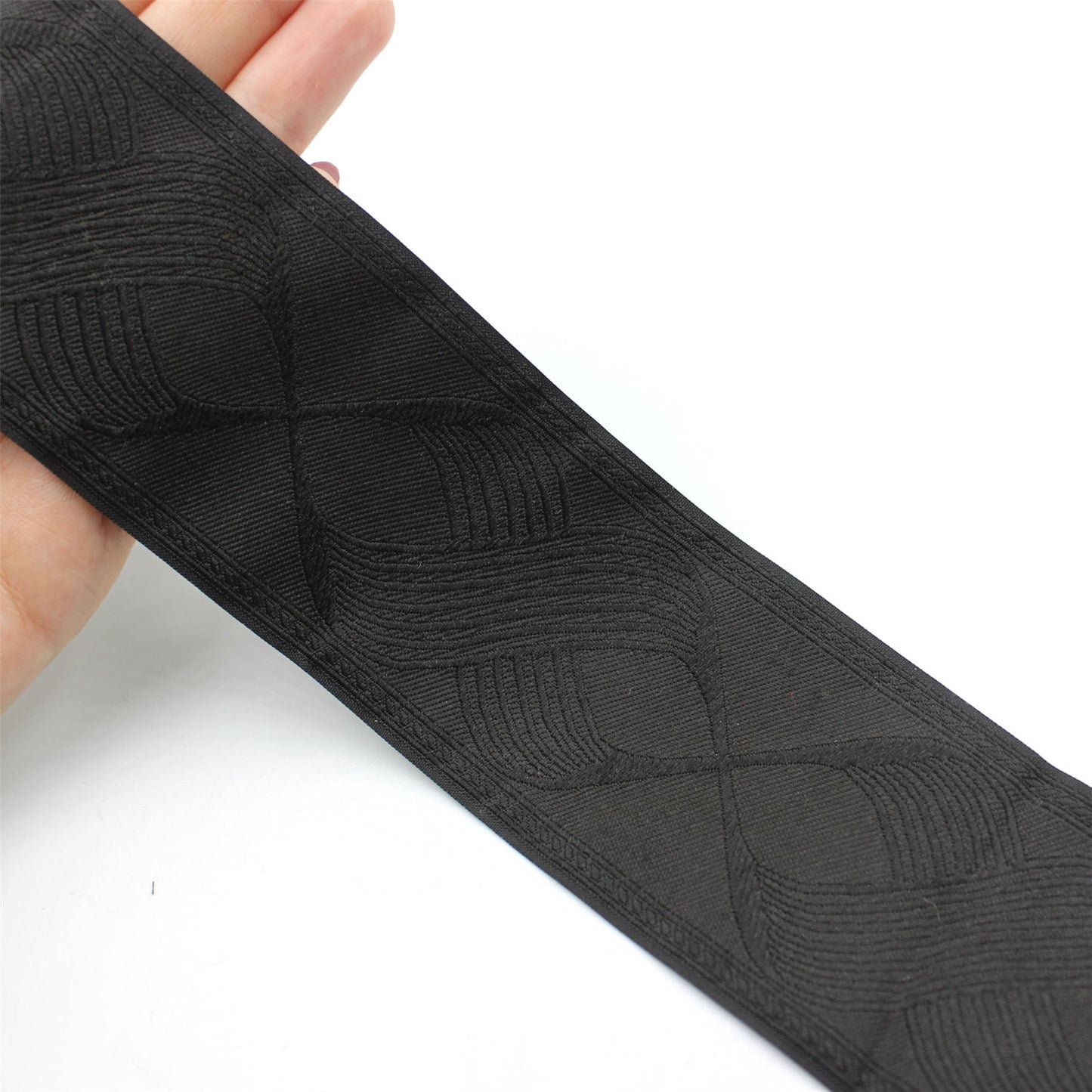 Crossing Waves Jacquard Braid Black 60mm x1m - 5512