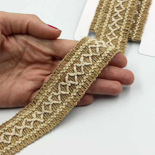 2-Tone Jute Braid Natural 35mm x1m - 8364