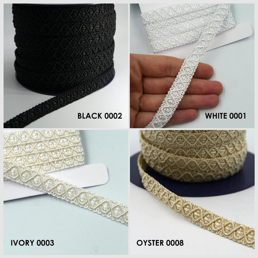 Gimp Braid with Criss Cross Design 12mm x 1m - 7980