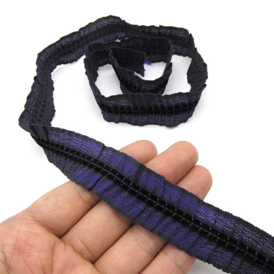 Ruched Braid With Centre Stitch Line Purple 23mm x1m - 8219
