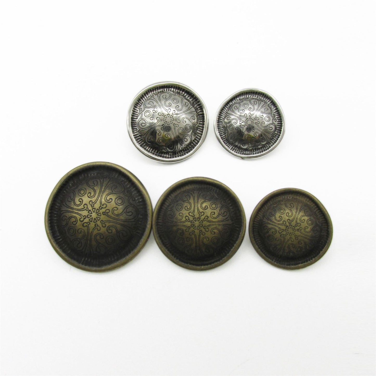 Distressed Scroll Design Metal Button 4428