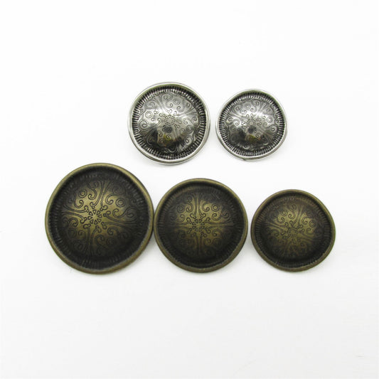 Distressed Scroll Design Metal Button 4428
