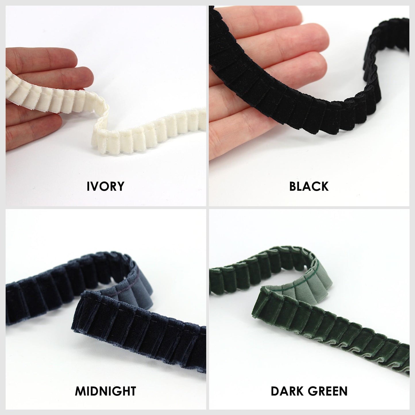 Side-Pleated Velvet Ribbon 16mm x1m - 7109