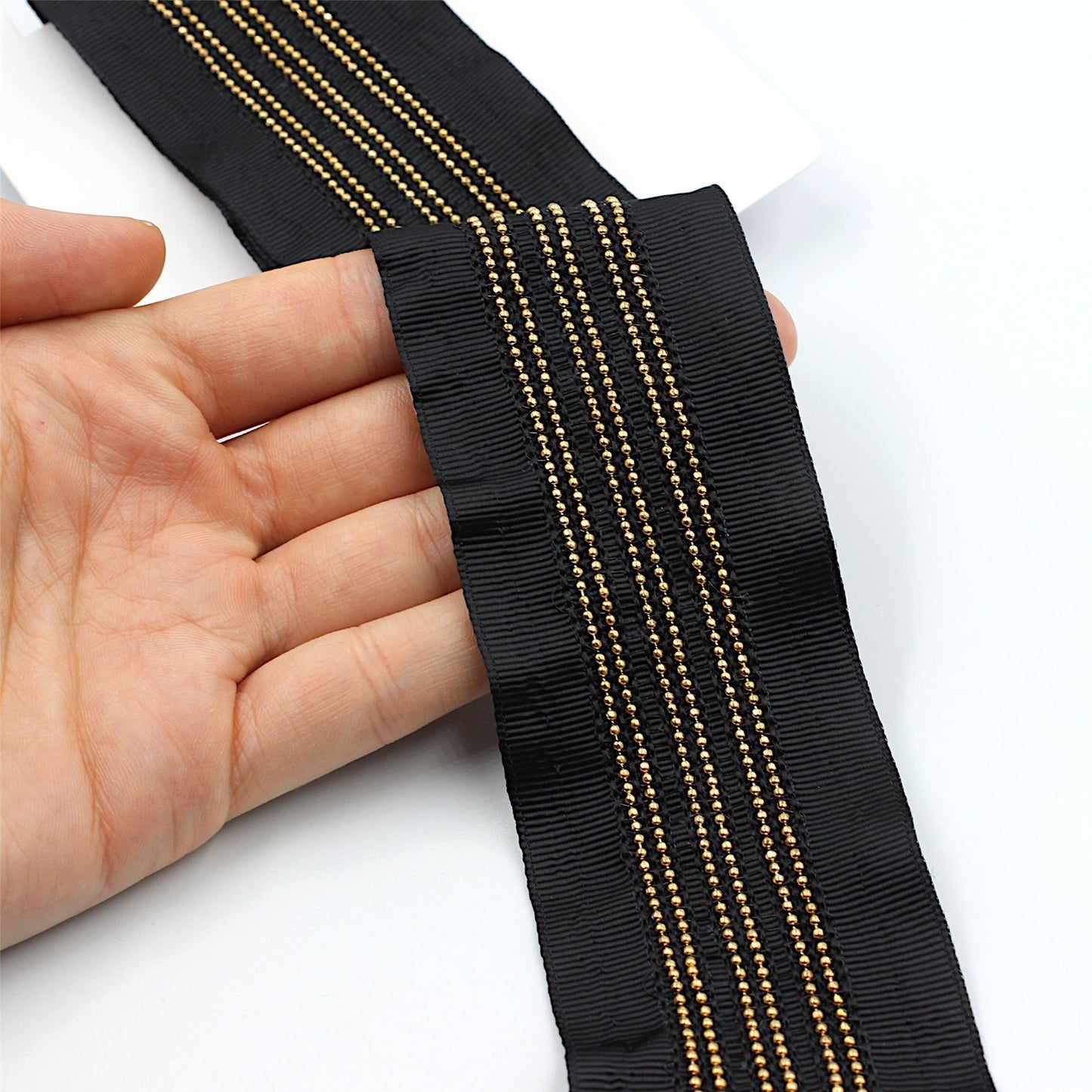 Grosgrain Braid With Ball Chain Detail 50mm 3291