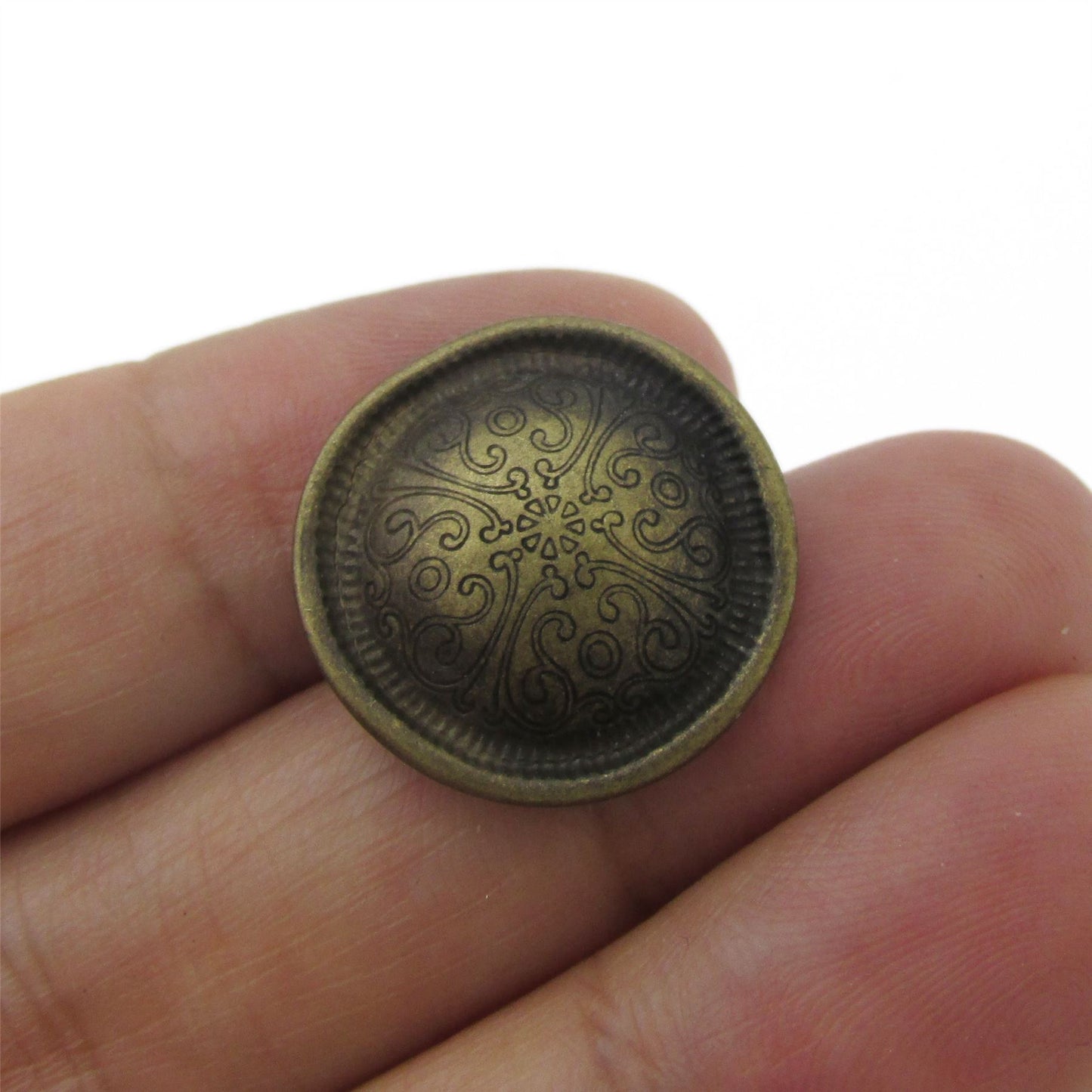 Distressed Scroll Design Metal Button 4428