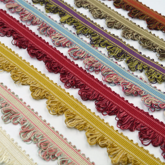 Grosgrain Braid With Van Dyke Looped Fringe 30mm x1m - 6179