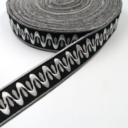 Wave Patterned Embroidered Braid 30mm 9888