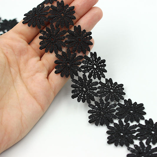 Black 2-Row Daisy Braid Black 50mm x1m - 8950