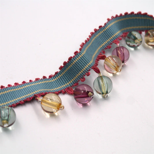 Multi-Coloured Beaded Fringe Braid 40mm x 1m - 6176