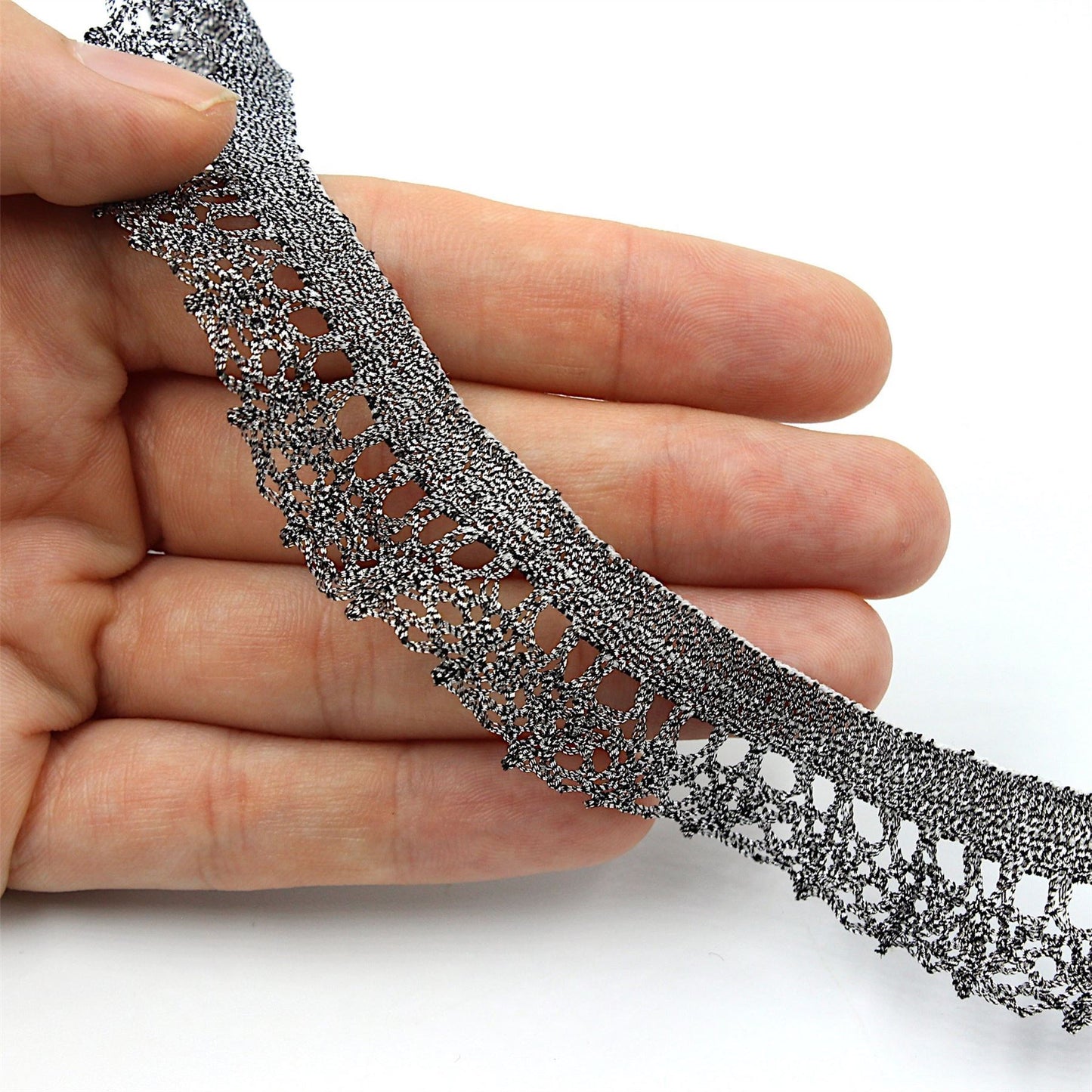 Ruched Elasticated Metallic Lace 20mm 8566