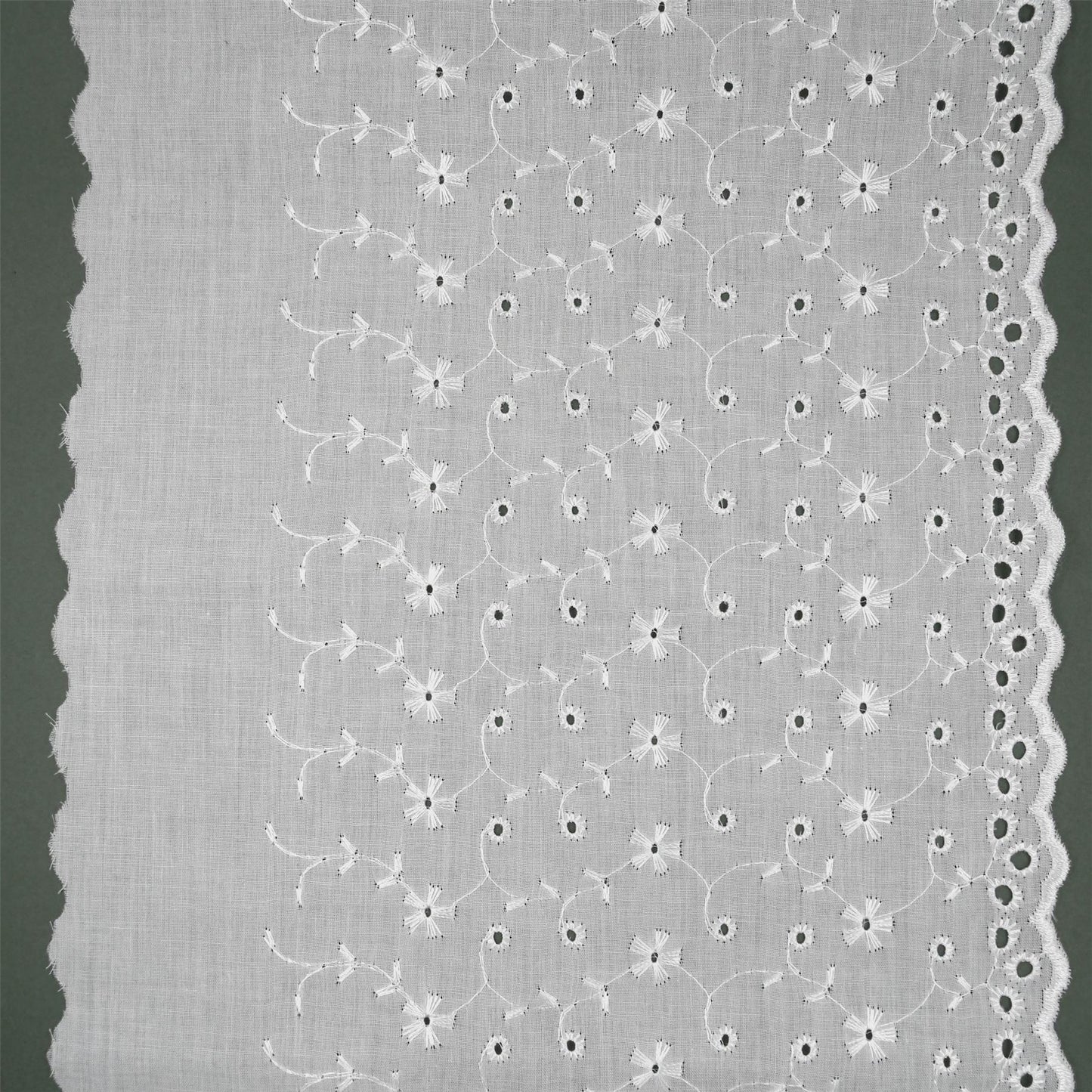 White Broderie Anglaise Lace White 25cm x1m - 6400