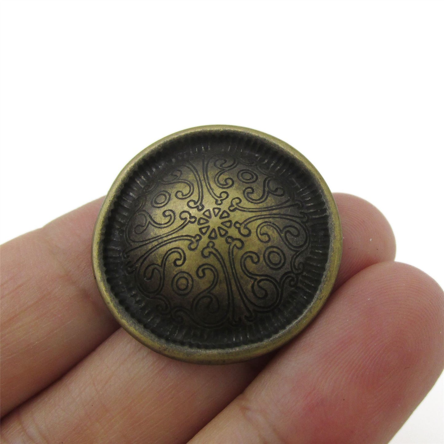 Distressed Scroll Design Metal Button 4428
