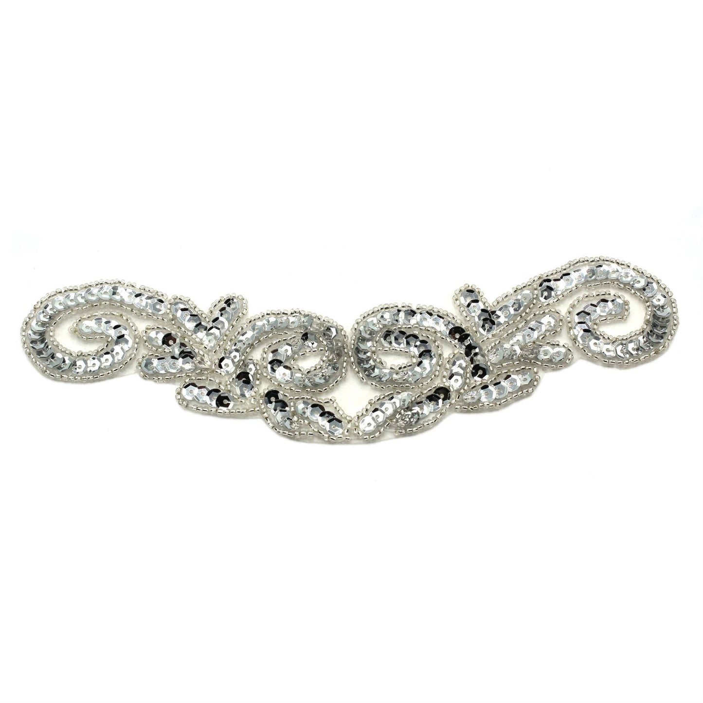 Scroll Shaped Sequin Motif Appliques 39mm 9326