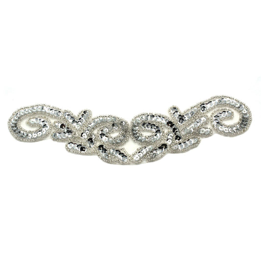 Scroll Shaped Sequin Motif Appliques 39mm 9326