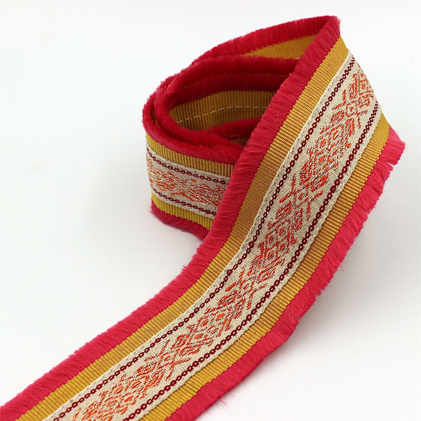 Fringe Edge Vintage Pattern Braid - Pink Gold - 47mm x 1m - 3293