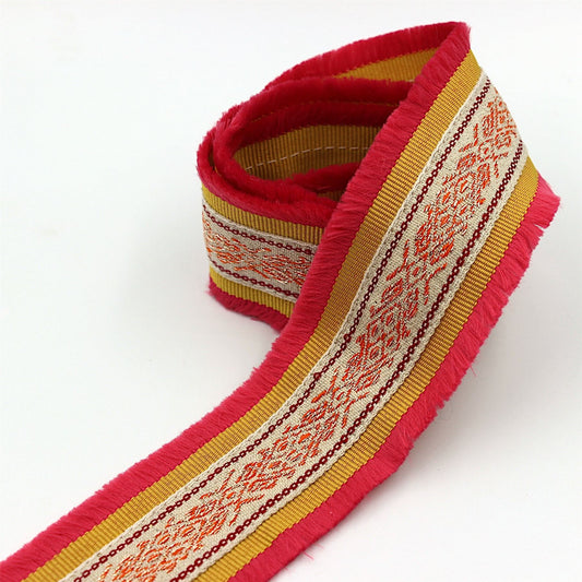 Fringe Edge Vintage Pattern Braid Pink Gold 47mm x1m - 3293