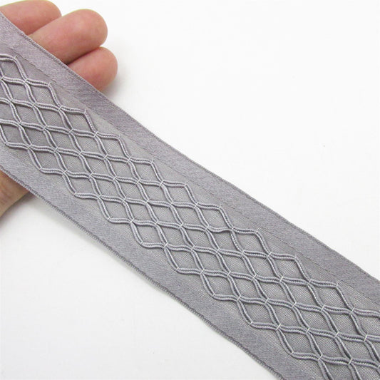 Diamond Corded Braid Grey 40mm x1m - 6444