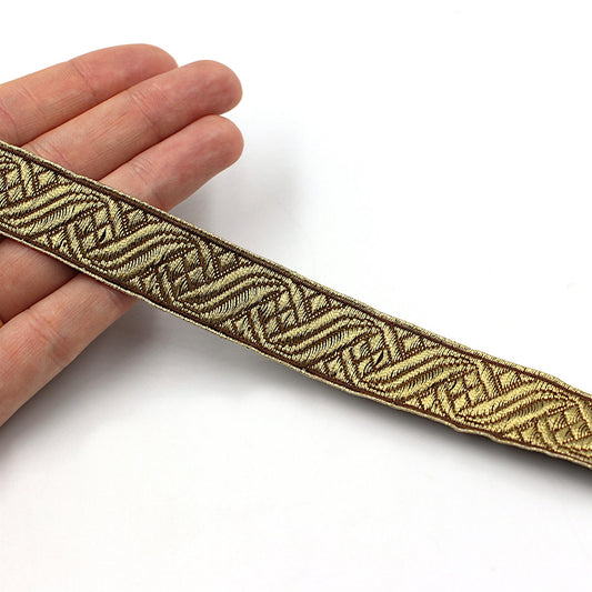 Ornate Metallic Braid with Diamond Wave Design - Gold - 20mm x 1m - 5564