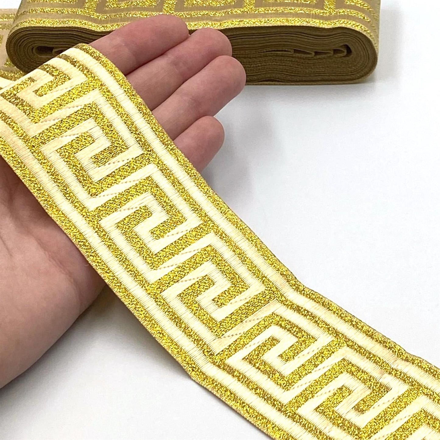 Greek Key Design Metallic Braid Gold 9863
