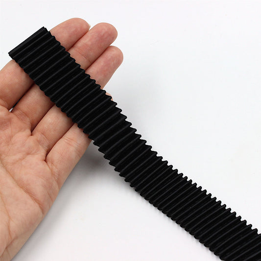 Concertina Satin Trim Black 25mm x1m - 3285