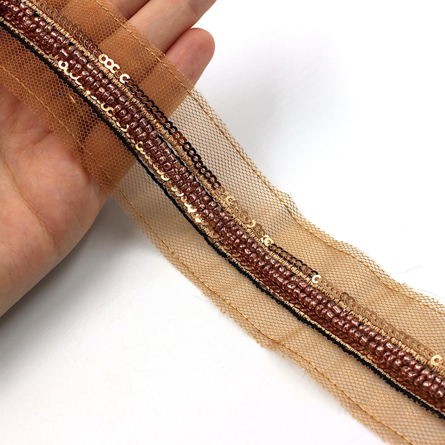 Bead and Sequin Insertion On 15mm Net x1m - 7890