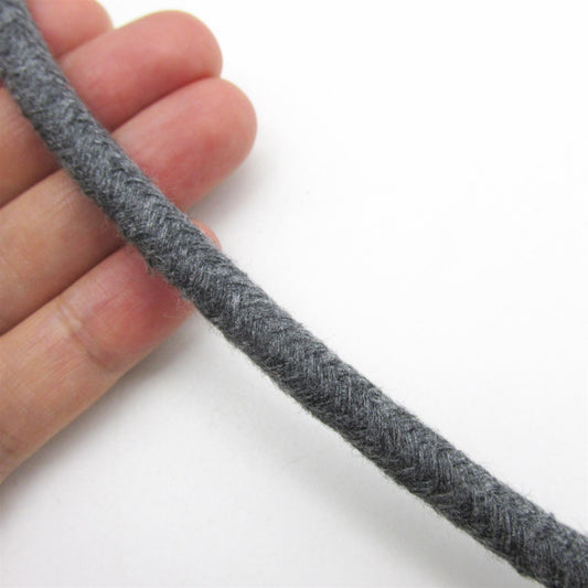 Braided Cotton Cord Grey 7.5mm x 1m - 5440