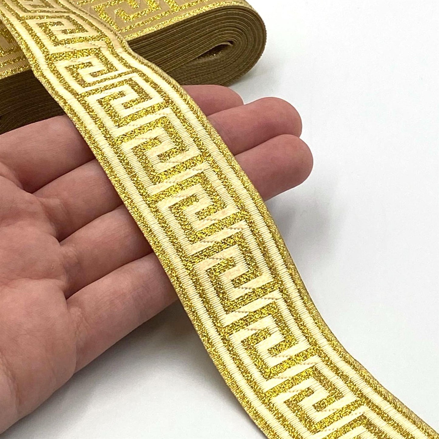 Greek Key Design Metallic Braid Gold 9863