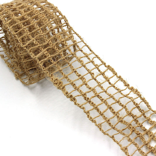 Wide Grid Jute Braid Natural 45mm x1m - 8367