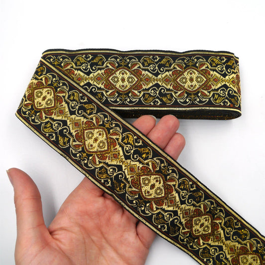 Metallic Gold Patterned Braid Wide 7618