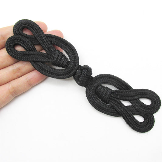 Swirl Cord Frog Fastening - Black - 14cm - 9928