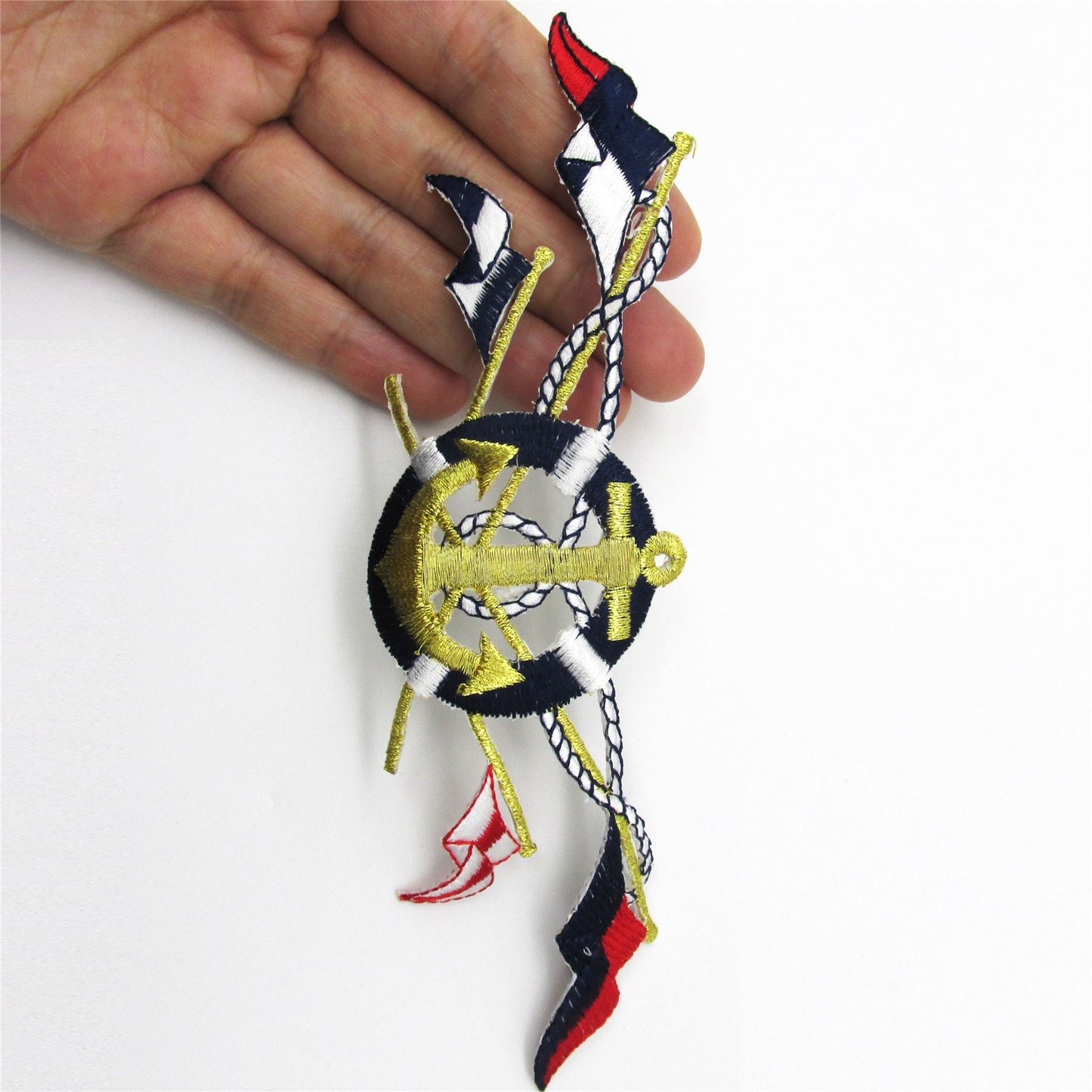 Ships Anchor and Flags Motif Gold Navy 5x17cm - 5360