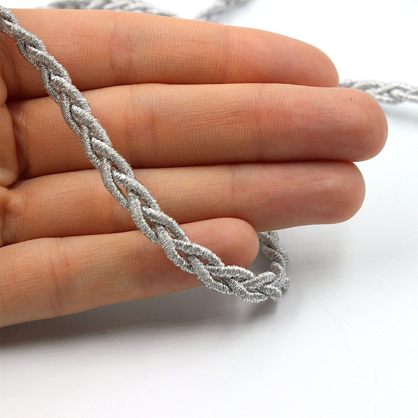 Plaited Metallic Narrow Braid 6mm x 1m - 7921
