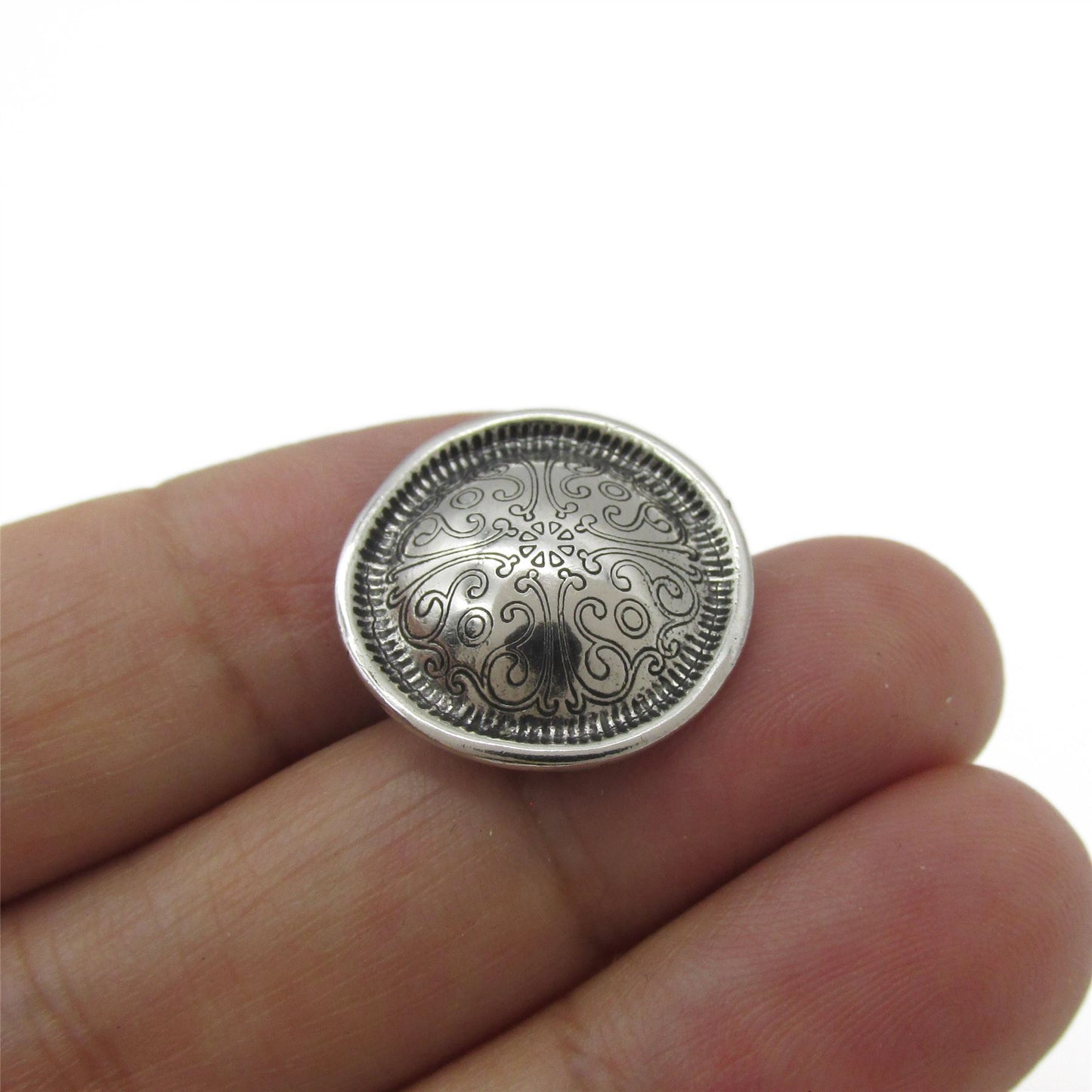 Distressed Scroll Design Metal Button 4428