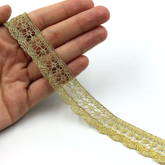 Metallic Cobweb Lace Gold 20mm x1m - 6876