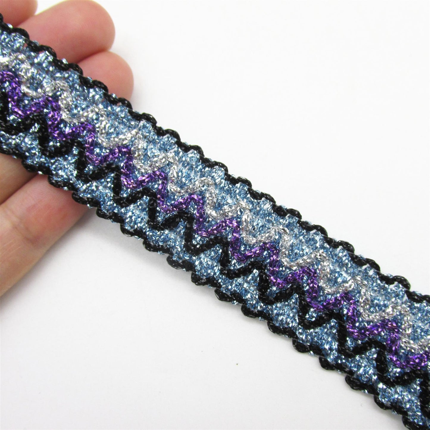 Multi Coloured Lurex Braid - Blue Purple - 15mm x 1m - 3136