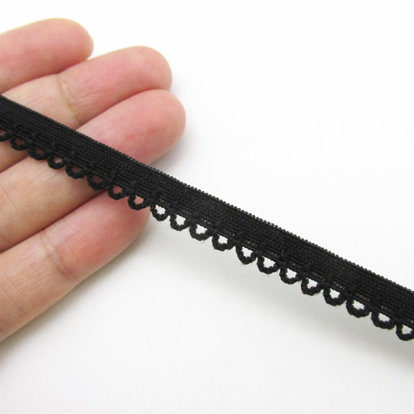 Scallop Picot Edge Light Elastic - Black - 8mm x 5m - 8515