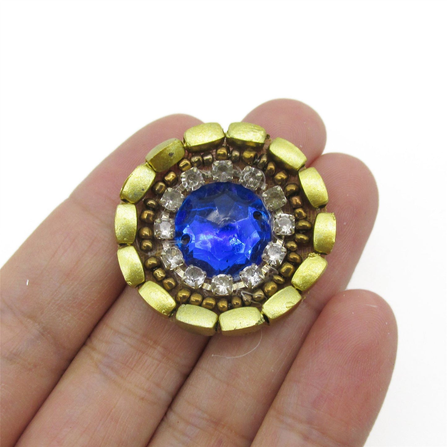 Beaded Round Jewel Motif 3cm - 9946