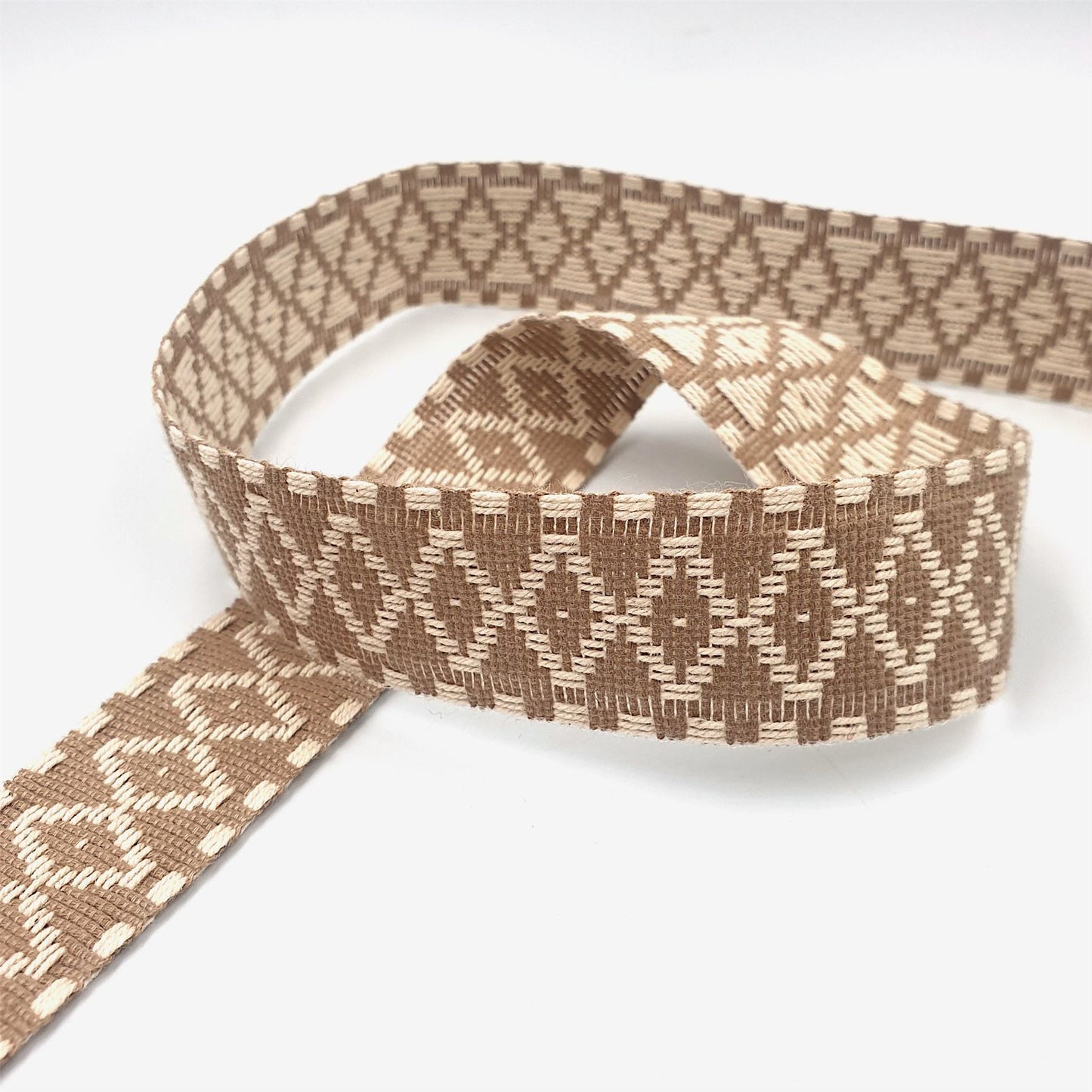 Polycotton Jacquard Braid Beige Ivory 27mm 6131