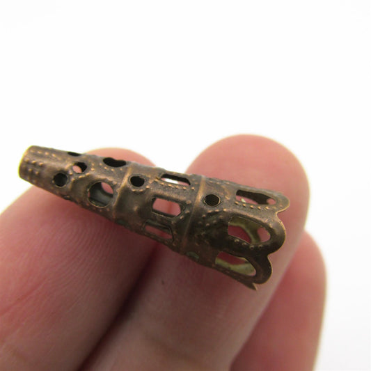 Metal Filigree Aglet Cap End Pair 22mm 7986